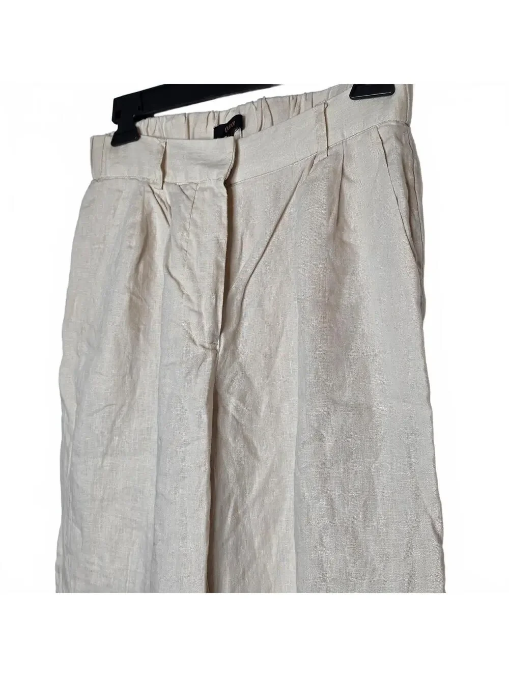Quince 100% European Linen Pleated Trouser Size 2 Cream Lightweight